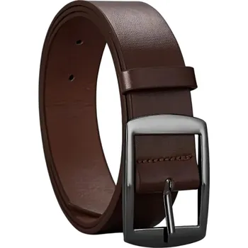 Opasek Pánský opasek z PU kůže 3 cm Tmavě šedá kovová přezka Elegantní pásek do kalhot Klasický styl Nastavitelný módní doplněk pro muže hnědá 117 cm