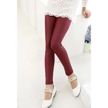 Dívčí kožené legíny T2468 vínová 9