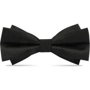 Motýlek Pánský dvojitý motýlek černý se vzorem Elegantní doplněk Formální styl Kvalitní materiál Nastavitelná velikost Pro svatby plesy večírky Smoking Oblek