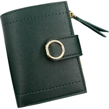 Peněženka Kožená dámská peněženka s kolečkem 12x9,5x2 cm elegantní a praktická s 6 přihrádkami na karty, průhlednou přihrádkou, kapsou na mince a bankovky zelená