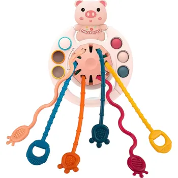 Hračka pro nejmenší Multifunkční hračka pro děti zvířátko růžová