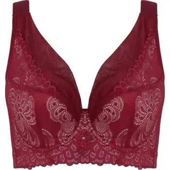 Podprsenka Vyztužená podprsenka zdobená krajkou vínová 105F