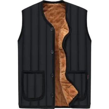 Pánská vesta Pánská prošívaná vesta s kožichem - Černá XS