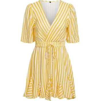 Dámské šaty Pruhované mini šaty žlutá M
