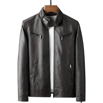 Pánská větrovka Pánská kožená bunda F1280 tmavě hnědá M