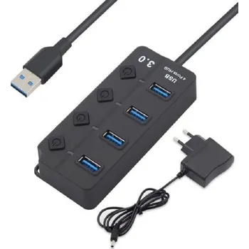 USB hub USB 3.0 hub s vypínačem 4 porty
