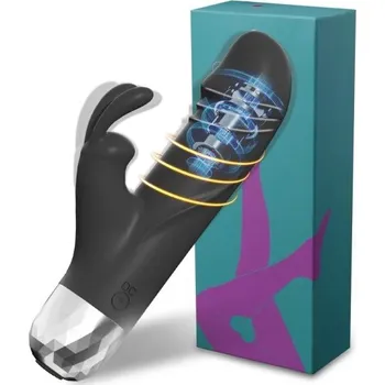 Vibrátor Silikonový vibrátor 14,5 cm s králičí hlavou, 10 vibračních režimů, voděodolný, diskrétní balení černá