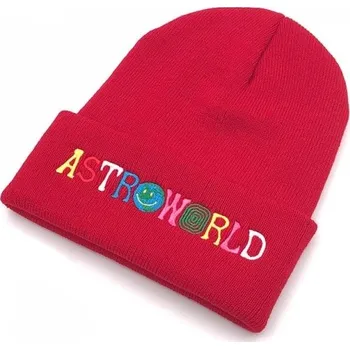 Pokrývka hlavy Zimní čepice s barevným nápisem červená