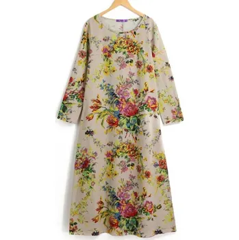 Dámské šaty Dlouhé dámské šaty s rukávy šedá XL