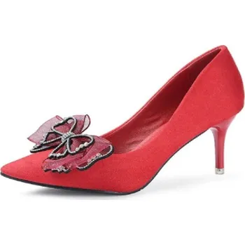 Dámské lodičky Luxusní dámské lodičky zdobené mašlí J1980 červená 39