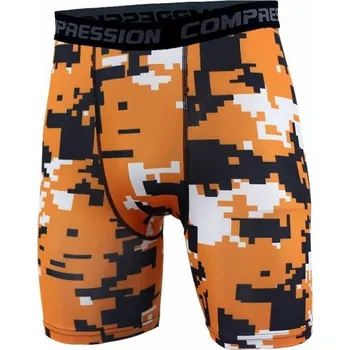 Pánská móda Pánské kompresní kraťasy s armádním vzorem oranžová XS