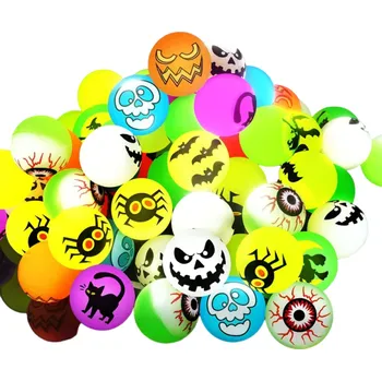 Karnevalový doplněk Halloweenské skákací míčky svítící ve tmě Hopíky zářící ve tmě Skákací míčky pro děti Gumový míček s halloweenským motivem Míčky na koledu 10 ks 2,6 cm