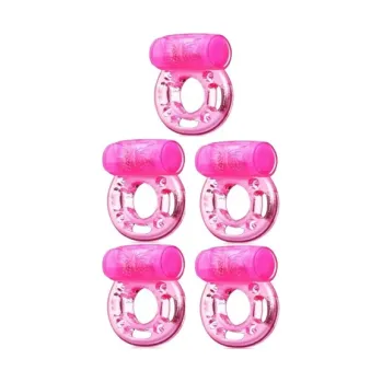 Vibrátor Sada 5 silikonových vibračních škrticích kroužků s jemnou texturou 30min vibrační patrona pružné provedení 4,6x3,5 cm diskrétní balení