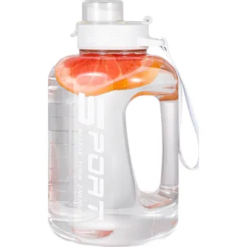 Láhev Velkokapacitní láhev na vodu 1,7 l Sportovní hydratační lahev na pití Fitness láhev s rukojetí a nepropustným víčkem Odolná plastová láhev na cesty bílá