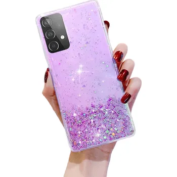Pouzdro na mobilní telefon Silikonový třpytivý kryt na Samsung Galaxy A73 5G fialová