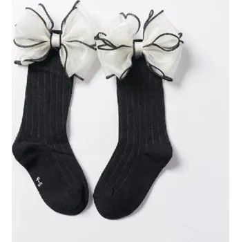 Dívčí dlouhé ponožky s mašlí černá 1-3 roky