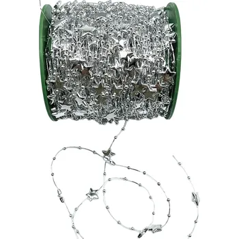 Vánoční dekorace Dekorativní řetěz hvězdy 4,57 m stříbrná