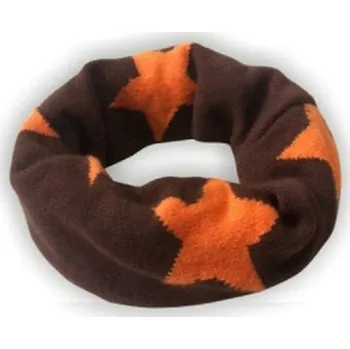 Šála Dívčí zimní nákrčník s hvězdami - Hnědý