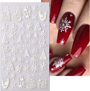 Umělé nehty Vánoční 5D samolepky na nehty N980 2