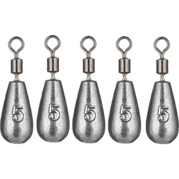Rybářské olověné závaží kapkovité s obratlíkem 5 kusů 5 g Olůvka na ryby Stabilní potápění Daleké nahazování Zátěž na lov velkých ryb