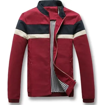 Pánská větrovka Pánská jarní bunda s pruhy J2056 červená XXL