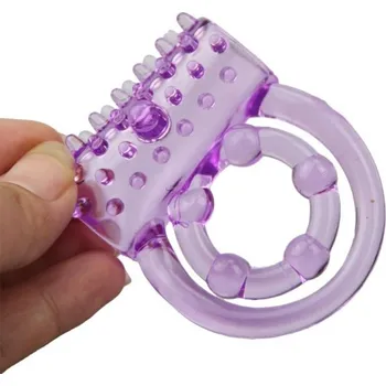 Vibrátor Vibrační škrticí kroužek z pěnového latexu se slotem na vajíčko dvojitý design 5,8 cm diskrétní balení fialová