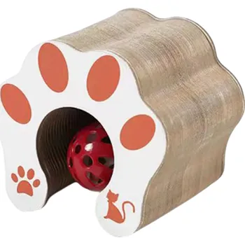 Hračka pro kočku Kočičí hračka z vlnité lepenky 24x24x10 cm Škrabadlo, prolézačka, koule se zvonkem Odolné škrábadlo pro kočky všech velikostí