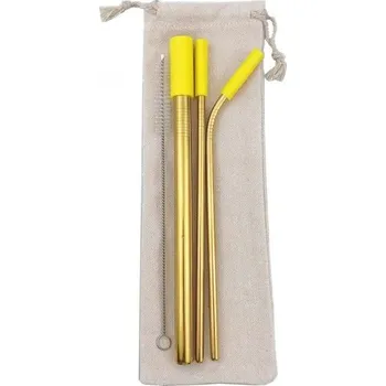 Sada nerezových brček s pouzdrem 3 ks zlatá