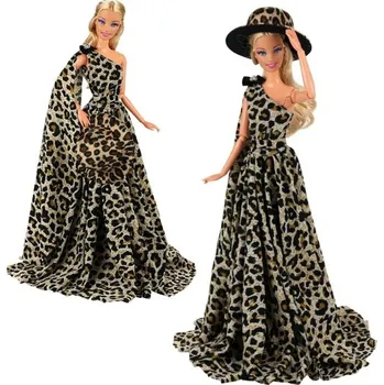 Doplněk pro panenku Leopardí šaty a klobouk pro panenku