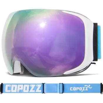 Profesionální lyžařské brýle se zrcadlovým efektem Brýle na lyžování a snowboard s ochranou UV400 Těsnící lyžařské brýle na helmu proti zamlžení s látkovým pouzdrem 6