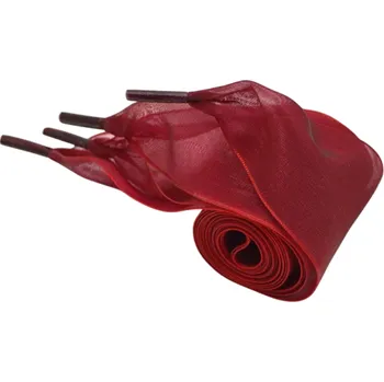 Tkaničky do bot Transparentní šifonové tkaničky do bot 80x4 cm Hedvábný efekt Velké mašle Široké tkaničky Stylový doplněk Elegantní obuv DIY úpravy vínová