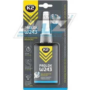 Lepidlo (fixátor) šroubových spojů (modrý) - K2-PROLOK HIGH-243 (obsah 50ml) K2B24350