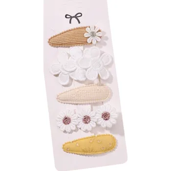 Sada 5 dětských žlutých sponek do vlasů s květinami Ozdobné sponky Roztomilé vlasové doplňky Květinový motiv Dívčí účesy Elegantní styling