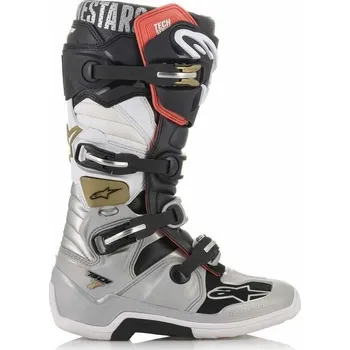 Boty Alpinestars TECH7 offroadové/motocrossové - černo-stříbrno-zlaté AS2012014-1829