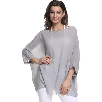 Jednobarevná halenka nadměrné velikosti šedá 5XL