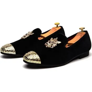 Pánské polobotky Pánské mokasíny s ozdobnou špičkou J1489 černá 40,5