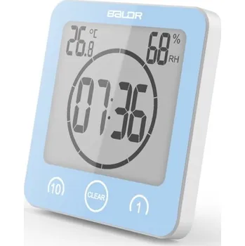 Hodiny Digitální hodiny do koupelny s přísavkou světle modrá