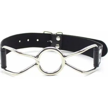 Vibrátor BDSM ústní rozpěrka s kovovým háčkem na otevření úst a koženým obojkem, nastavitelná velikost, pro hry s dominancí, Diskrétní balení S