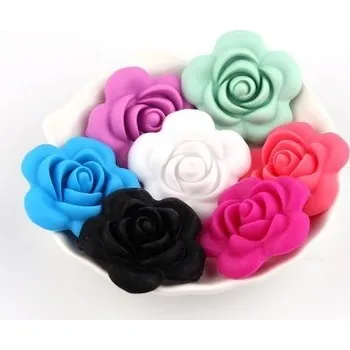 Dětské navlékací korálky Silikonové korálky ve tvaru kytičky - 10 ks Mix