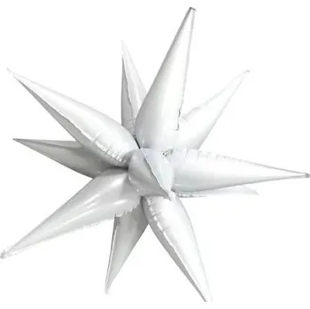 Vánoční dekorace Hvězdicové fóliové balónky Vánoční dekorace Párty dekorace Barevné balonky ve tvaru hvězdy 3D nafukovací hvězda Dekorační foliová hvězda 56 cm 6 ks bílá