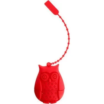 Cedník a síto Silikonové sítko na čaj ve tvaru sovy červená