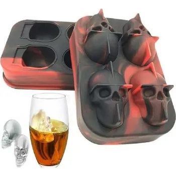 Nádoba na led Silikonová forma na led ve tvaru lebky červená