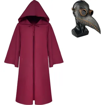 Karnevalová maska Kostým morový doktor pro dospělé tmavě červená L