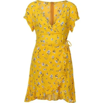 Dámské šaty Volánkové šaty žluté S