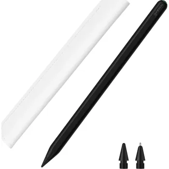 Dotykové pero pro iPad Dotykový stylus s bezdrátovým nabíjením Magnetické dotykové pero se dvěma náhradními hroty a obalem LED indikátor baterie Kompatibilní s Apple černá
