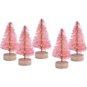 Vánoční dekorace Dekorační stromečky 5 cm 5 ks růžová