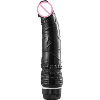Vibrátor Průhledný TPE vibrátor 19x4,5 cm s realistickým tvarem a silnými vibracemi na baterie diskrétní balení černá