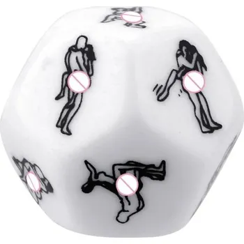 Vibrátor 12ti stenná hrací kostka s 12ti různými obrázky sexuálních poloh a hrátek pro zábavné okořenění intimních chvil Diskrétní balení bílá