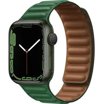 Kožený řemínek pro Apple Watch 42 mm / 44 mm / 45 mm tmavě zelená