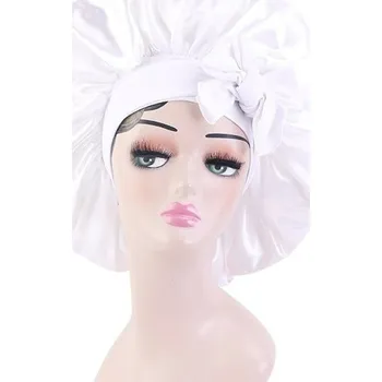 Sprchovací čepice Dámská saténová noční čepice bílá